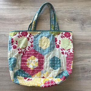 Quilted Patchwork Floral Tote Bag Cottage Fairy Coastal Granny Retro Beach Boho